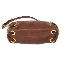 Miu Miu Brown Leather Eyelet Pochette Clutch