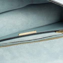 Miu Miu Two Tone Blue Leather Crystal Embellished Flap Top Handle Bag