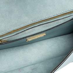 Miu Miu Two Tone Blue Leather Crystal Embellished Flap Top Handle Bag