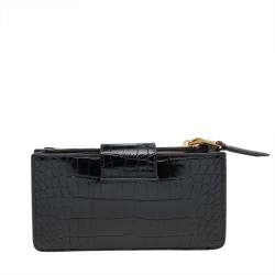 Miu Miu Black Croc Embossed Leather Crossbody Bag