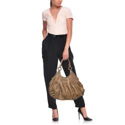 Miu Miu Brown Vitello Leather Sport Hobo
