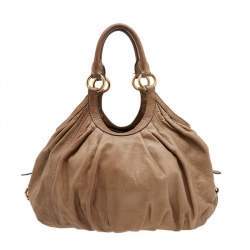Miu Miu Brown Vitello Leather Sport Hobo