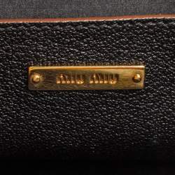 Pre Owned Miu Miu Black Leather Crystal Embellished Buckle Flap Tote