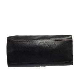 Pre Owned Miu Miu Black Leather Crystal Embellished Buckle Flap Tote