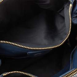 Miu Miu Navy Blue Matelassé Leather Tote