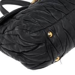 Miu Miu Black Matelassé Leather Flap Satchel