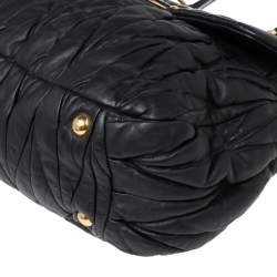 Miu Miu Black Matelassé Leather Flap Satchel