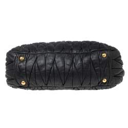 Miu Miu Black Matelassé Leather Flap Satchel