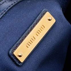 Pre Owned Miu Miu Blue Matelassé Leather Top Zip Shoulder Bag