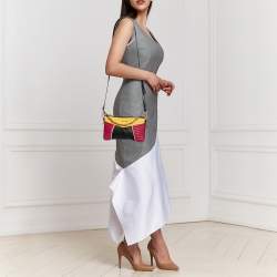 Pre Owned Miu Miu Multicolor Matelassé Leather Biker Zip Shoulder Bag