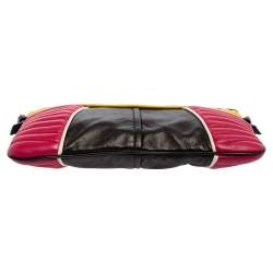Pre Owned Miu Miu Multicolor Matelassé Leather Biker Zip Shoulder Bag