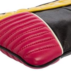 Pre Owned Miu Miu Multicolor Matelassé Leather Biker Zip Shoulder Bag