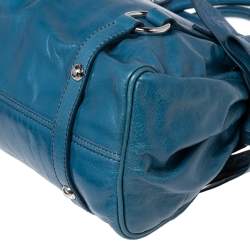 مملوكة مسبقًا Miu Miu Blue Leather Vitello Lux Leather Bow Top Handle Bag