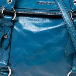 مملوكة مسبقًا Miu Miu Blue Leather Vitello Lux Leather Bow Top Handle Bag