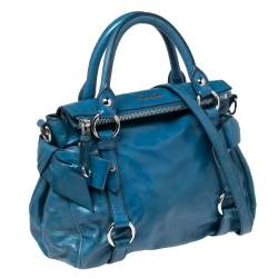 مملوكة مسبقًا Miu Miu Blue Leather Vitello Lux Leather Bow Top Handle Bag