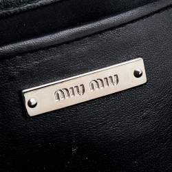 Pre Owned Miu Miu Black Matelassé Nappa Leather Crystal Shoulder Bag