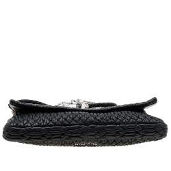Pre Owned Miu Miu Black Matelassé Nappa Leather Crystal Shoulder Bag