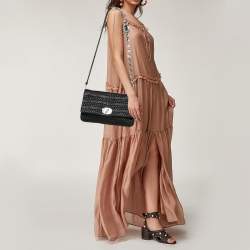 Pre Owned Miu Miu Black Matelassé Nappa Leather Crystal Shoulder Bag