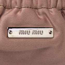 Pre Owned Miu Miu Black Matelassé Leather Crystal Flap Shoulder Bag 