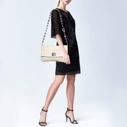 Miu Miu White Matelasse Leather Crystal Shoulder Bag