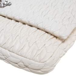 Miu Miu White Matelasse Leather Crystal Shoulder Bag