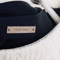 Miu Miu White Matelasse Leather Crystal Shoulder Bag