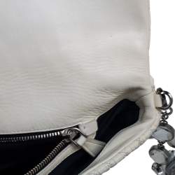 Miu Miu White Matelasse Leather Crystal Shoulder Bag