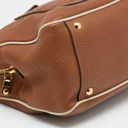 Miu Miu Brown Leather Madras Satchel