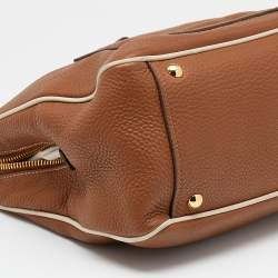 Miu Miu Brown Leather Madras Satchel