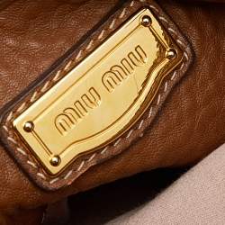 Miu Miu Brown Leather Madras Satchel
