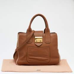 Miu Miu Brown Leather Madras Satchel