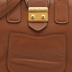 Miu Miu Brown Leather Madras Satchel