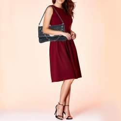 Miu Miu Black Matelassé Leather Crystal Shoulder Bag