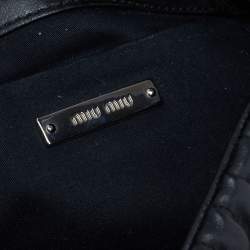 Miu Miu Black Matelassé Leather Crystal Shoulder Bag
