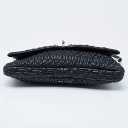 Miu Miu Black Matelassé Leather Crystal Shoulder Bag