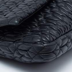 Miu Miu Black Matelassé Leather Crystal Shoulder Bag