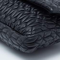 Miu Miu Black Matelassé Leather Crystal Shoulder Bag