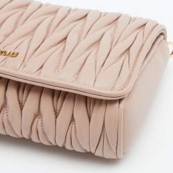 Pre Owned Miu Miu Beige Matelassé Leather Flap Shoulder Bag