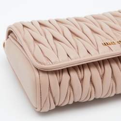 Pre Owned Miu Miu Beige Matelassé Leather Flap Shoulder Bag