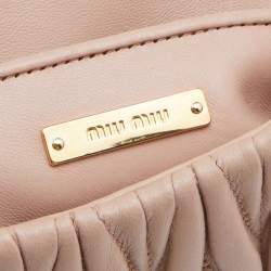 Pre Owned Miu Miu Beige Matelassé Leather Flap Shoulder Bag