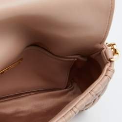 Pre Owned Miu Miu Beige Matelassé Leather Flap Shoulder Bag