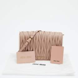 Pre Owned Miu Miu Beige Matelassé Leather Flap Shoulder Bag