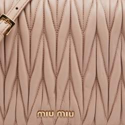 Pre Owned Miu Miu Beige Matelassé Leather Flap Shoulder Bag