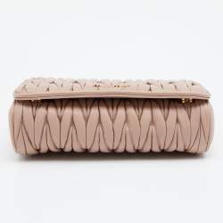 Pre Owned Miu Miu Beige Matelassé Leather Flap Shoulder Bag