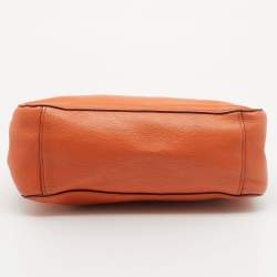Pre Owned Miu Miu Orange Madras Leather Shopping Tote