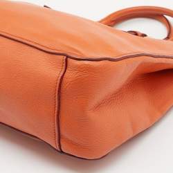 Pre Owned Miu Miu Orange Madras Leather Shopping Tote