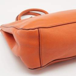 Pre Owned Miu Miu Orange Madras Leather Shopping Tote