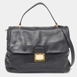 Miu Miu Black Vitello Soft Leather Large Top Handle Bag