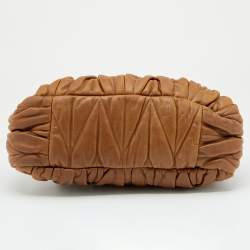 Miu Miu Brown Matelasse Leather Coffer Frame Satchel