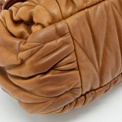 Miu Miu Brown Matelasse Leather Coffer Frame Satchel